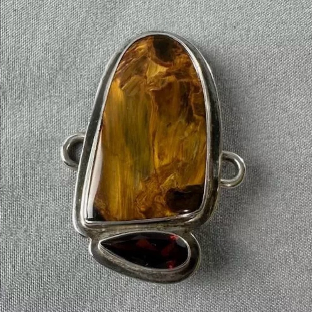 Tabra Bracelet Connector Blue Amber and Red Stones
